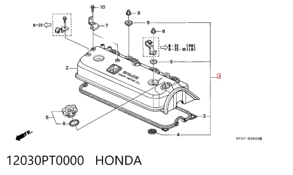 Vedante da tampa de válvulas de motor, kit 12030PT0000 Honda