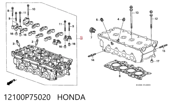 Cabeça de motor (CBC) 12100P75020 Honda