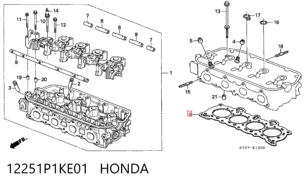 Vedante de cabeça de motor (CBC) 12251P1KE01 Honda