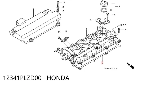 Vedante de tampa de válvulas de motor 12341PLZD00 Honda