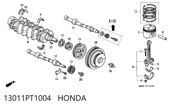 Kit de anéis de pistão de motor, STD. 13011PT1004 Honda