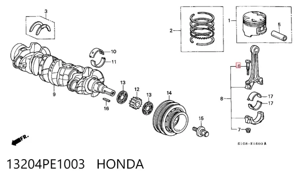 Parafuso de biela 13204PE1003 Honda