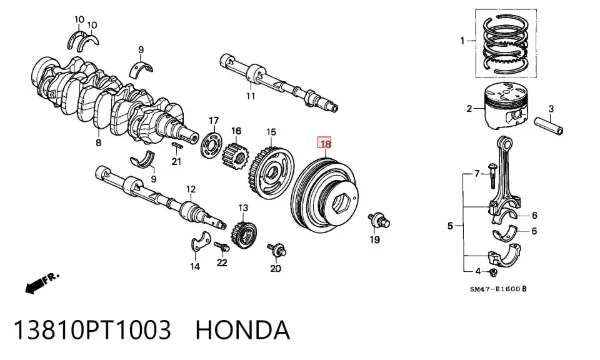 Polia de cambota 13810PT1003 Honda