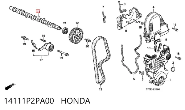 Árvore distribuidora de motor 14111P2PA00 Honda