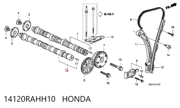 Árvore distribuidora de motor de escape 14120RAHH10 Honda