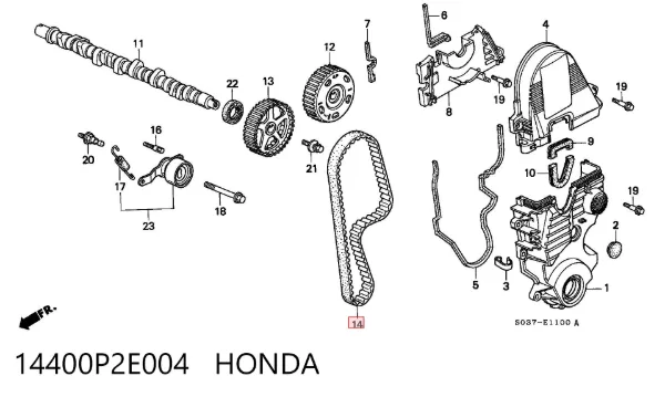 Correia do mecanismo de distribuição de gás 14400P2E004 Honda