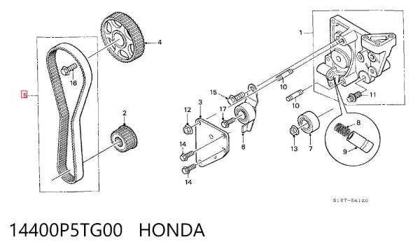 Correia do mecanismo de distribuição de gás 14400P5TG00 Honda