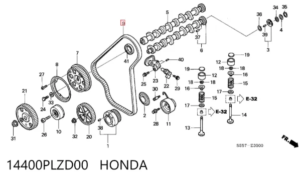 Correia do mecanismo de distribuição de gás 14400PLZD00 Honda