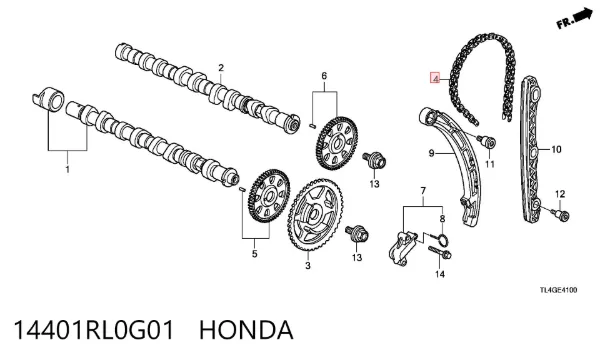 Cadeia do mecanismo de distribuição de gás 14401RL0G01 Honda