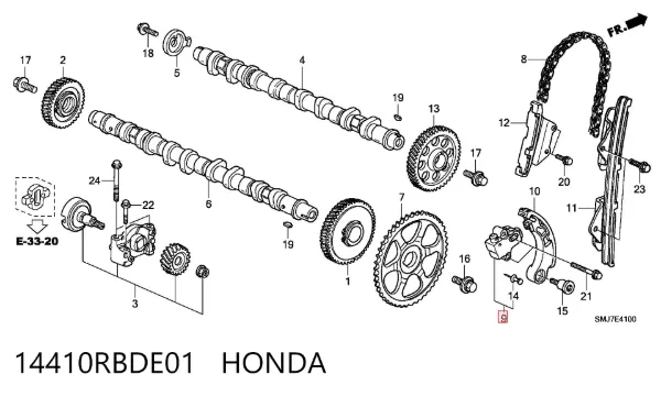 Reguladora de tensão da cadeia do mecanismo de distribuição de gás 14410RBDE01 Honda
