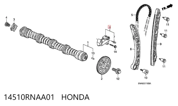 Reguladora de tensão da cadeia do mecanismo de distribuição de gás 14510RNAA01 Honda