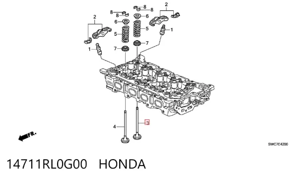 Válvula de admissão 14711RL0G00 Honda