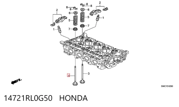 Válvula de escape 14721RL0G50 Honda