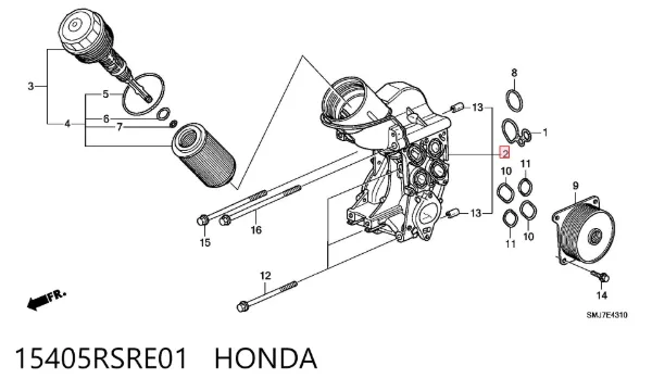 Caixa do filtro de óleo 15405RSRE01 Honda