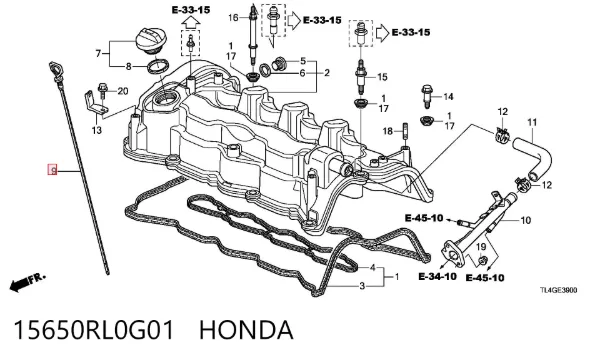 Sonda (indicador) do nível de óleo no motor 15650RL0G01 Honda