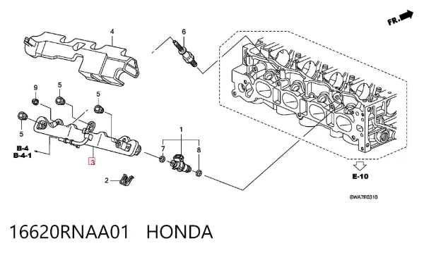Distribuidor de combustível (rampa) 16620RNAA01 Honda