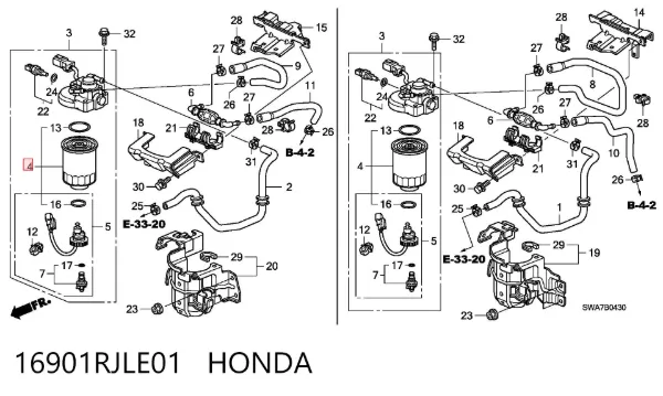 Filtro de combustível 16901RJLE01 Honda