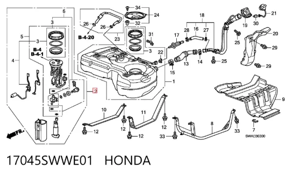 Módulo de bomba de combustível com sensor do nível de combustível 17045SWWE01 Honda