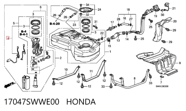 Sensor do nível de combustível no tanque 17047SWWE00 Honda