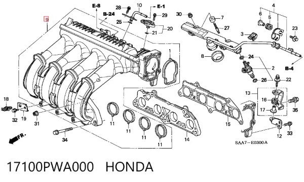 Tubo coletor de admissão Honda Jazz GD, GE