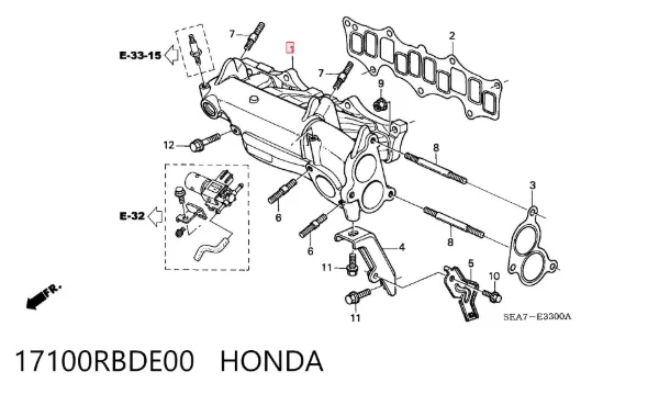 Tubo coletor de admissão 17100RBDE00 Honda
