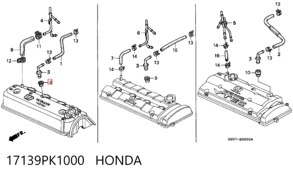 Vedante de válvula de ventilação de cárter 17139PK1000 Honda