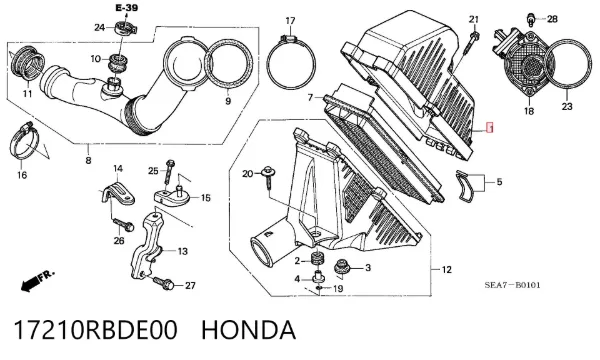 Filtro de ar 17210RBDE00 Honda