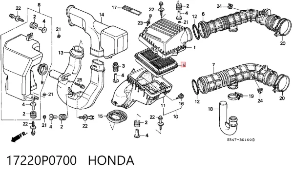 Filtro de ar 17220P0700 Honda