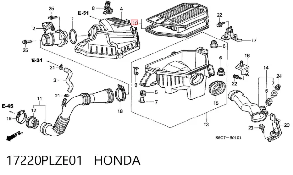 Filtro de ar 17220PLZE01 Honda