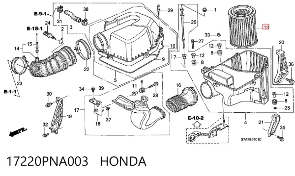 Filtro de ar 17220PNA003 Honda