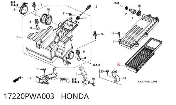 Filtro de ar 17220PWA003 Honda