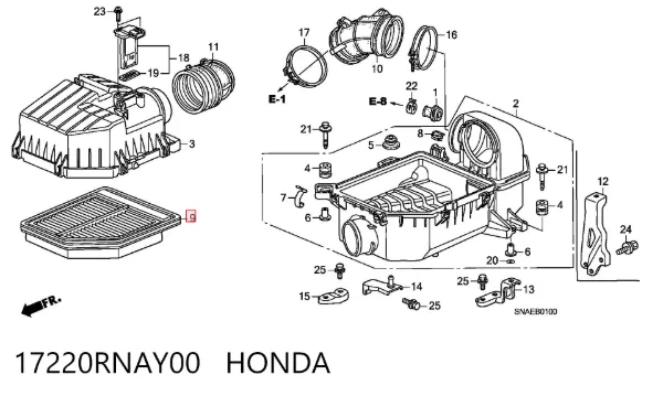 Filtro de ar 17220RNAY00 Honda