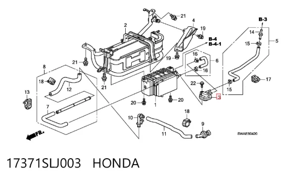 Válvula de ventilação dos gases do tanque de combustível 17371SLJ003 Honda