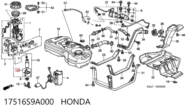 Filtro de malha de bomba de gasolina 17516S9A000 Honda