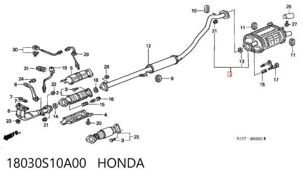 Silenciador, parte traseira 18030S10A00 Honda