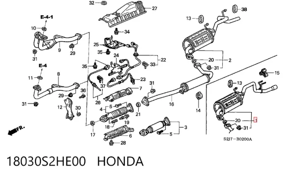 Silenciador, parte traseira 18030S2HE00 Honda