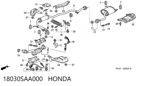Silenciador, parte traseira 18030SAA000 Honda