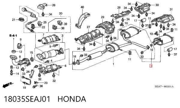 Silenciador, parte traseira 18035SEAJ01 Honda