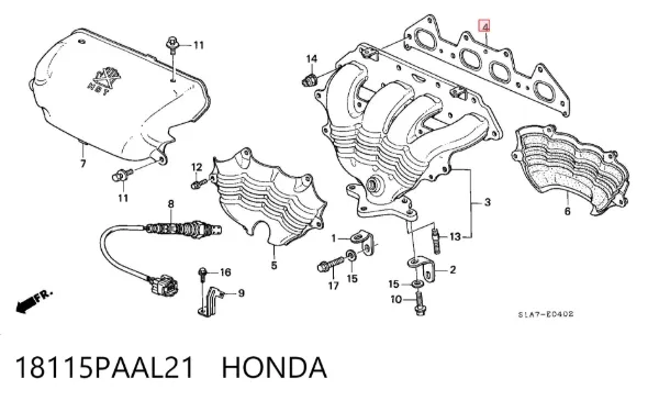 Vedante de tubo coletor de escape 18115PAAL21 Honda