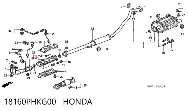 Convertidor - catalisador 18160PHKG00 Honda