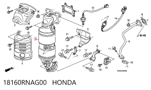 Convertidor - catalisador 18160RNAG00 Honda