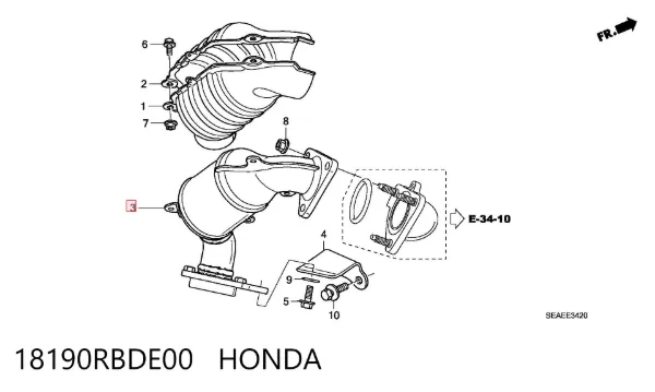 Convertidor - catalisador 18190RBDE00 Honda
