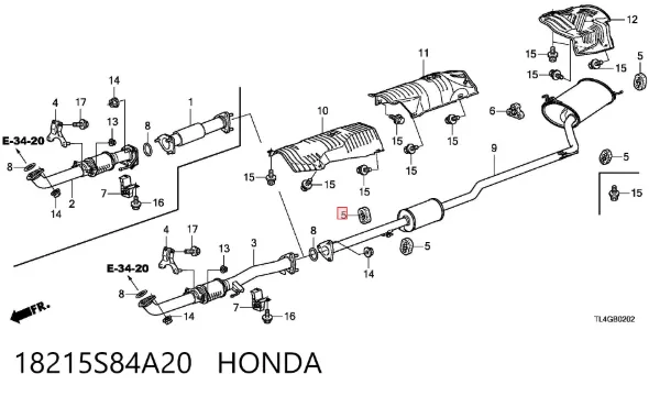 Coxim de fixação do silenciador 18215S84A20 Honda