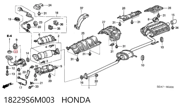 Vedante de tubo de admissão do silenciador 18229S6M003 Honda