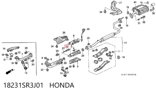 Parafuso do sistema de escape (do silenciador) 18231SR3J01 Honda