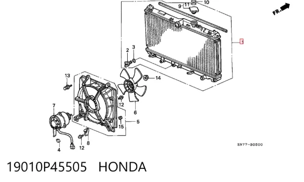 Radiador de esfriamento de motor 19010P45505 Honda