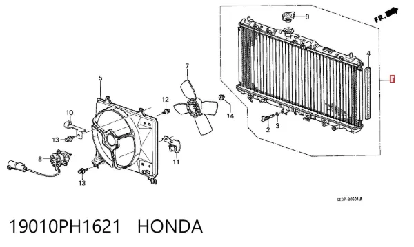 Radiador de esfriamento de motor 19010PH1621 Honda