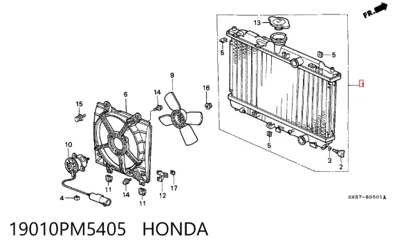 Radiador de esfriamento de motor 19010PM5405 Honda