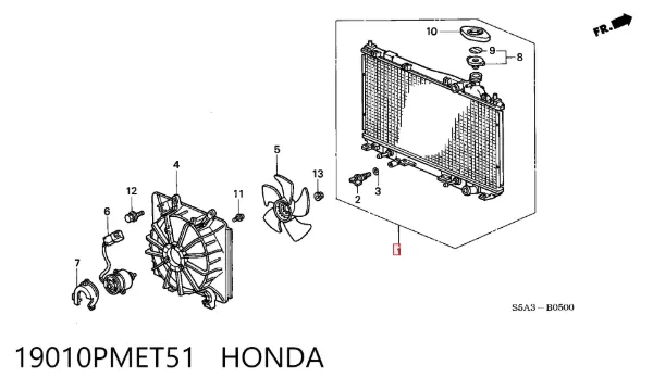 Radiador de esfriamento de motor 19010PMET51 Honda