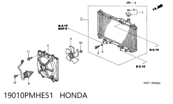 Radiador de esfriamento de motor 19010PMHE51 Honda